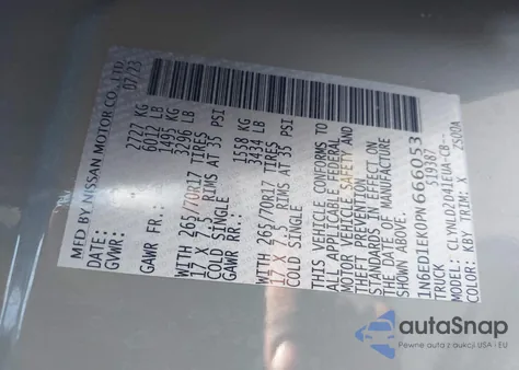 2023 Nissan Frontier Pro-4X 4X4 из США, поврежденный, VIN 1N6ED1EK0PN666053